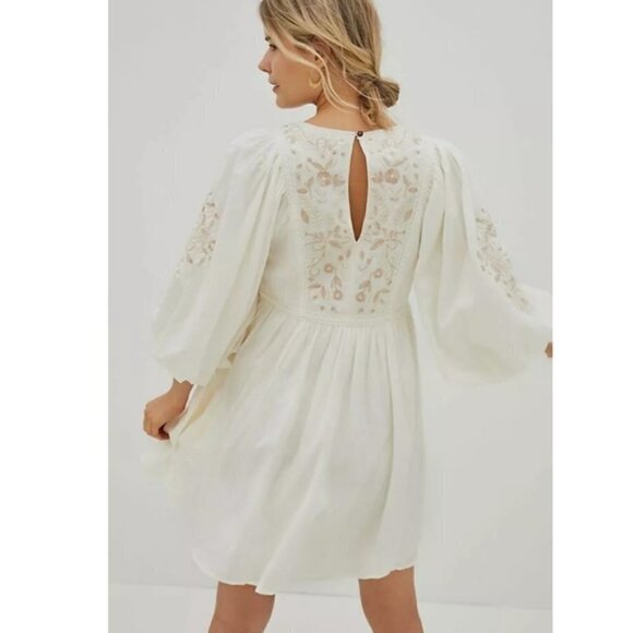 New Anthropologie Viveka Embroidered Lace Floral Ivory Mini Dress NWT Size XS - Picture 9 of 17